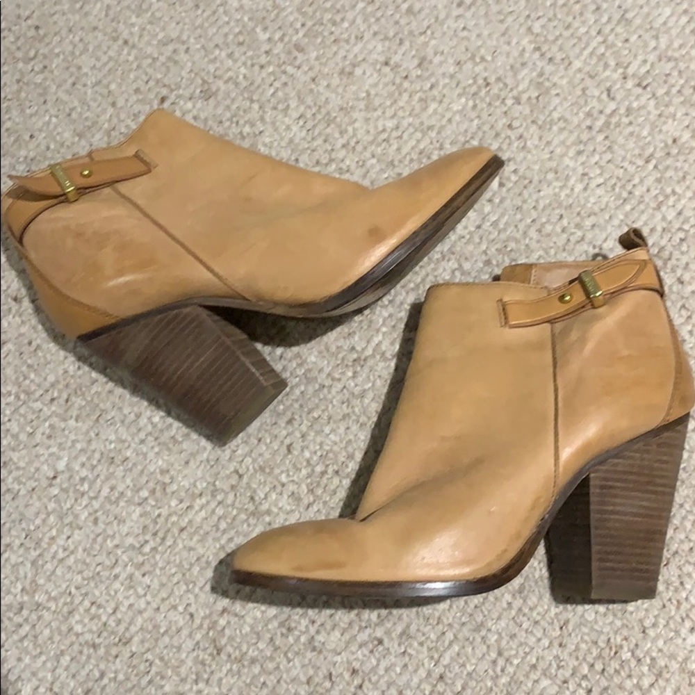 Coach Hewes Leather Tan Booties